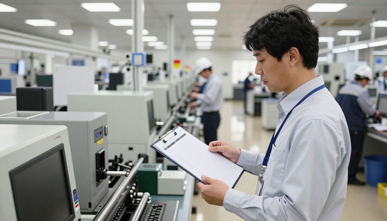 교대표와 근태 현황을 들고 라인을 확인하는 인사·노무 담당자